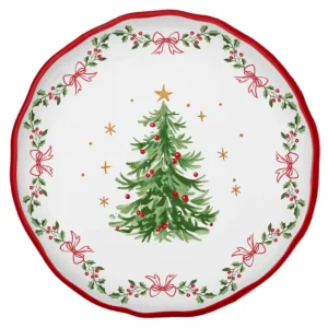 Festive Christmas Melamine Dinnerware Dishwasher Safe for Family Dinners Holiday Party Banquet Backyard Picnic Restaurant