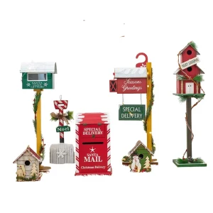 Festive Christmas Santa Mailbox Decor Rustic Wooden Mailbox Door Hanging for Window Porch Holiday Scene Decoration