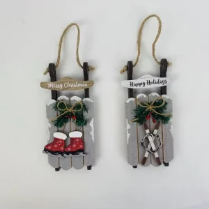 Festive Christmas Sleigh Wooden Decorations Holiday Door Decorations for the Holiday Season