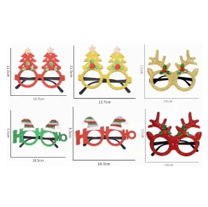 Festive Costume Eyewear Novelty Xmas Favor Gifts Cute Cartoon Xmas Ornament Glasses Glitter Christmas Costume Eyeglass