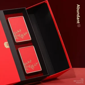 Festive Holiday New Year Red Wine & Tea Gift Box Tote Style Packaging Specialty Paper Hot Stamped Gift Set in Stock