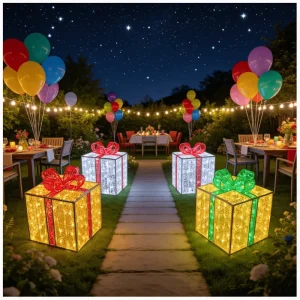 Festive IP65 Outdoor LED Gift Box High Brightness Christmas New Year Light Effect Remote Control For Landscape Garden Home
