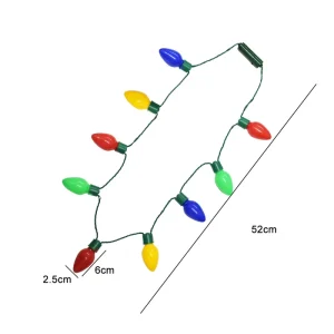 Festive Jumbo 9 LED Warm White Waterproof Dimmable Battery Included 52cm String Bulb Necklace Collar Strap for Christmas Party