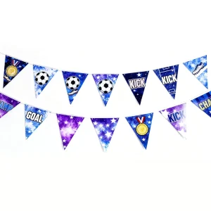 Festive Paper Flower Banner Football Elements Triangle Bunting Flag with Customized Color and High Quality Hanging Props