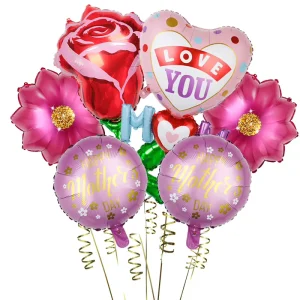 Festive Party Decoration Happy Mothers Day Best Mom Heart Foil Balloons for Celebrate the Best Mom Day Party Decoration