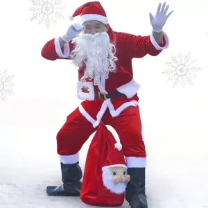 Festive Performance Christmas Theme Costumes Santa Claus and Canary Old Man Mascot Dress up for Halloween Spirit