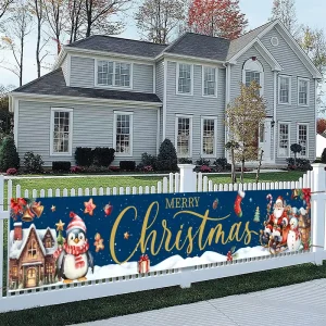 Festive Snowflake Watercolour Style Rectangle Cottage Core Decor Porch Garland Halloween New Year Church Hall Event