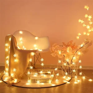 Festoon LED Snowflakes String Lights Wedding Decoration New Year Decoration Waterproof Holiday Party Fairy Light