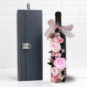 Finished Preserved Rose Wine Bottle Ornament with Gift Box Ideal Valentine Wedding Birthday Gift for Home Table Decor