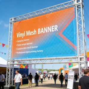 Fireproof Banner Custom Printed Airflow Fence Scrim PVC Banner Transparent Matte Mesh Vinyl Banner Outdoor with Firetest