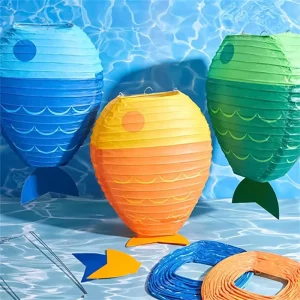 Fish Shaped Lanterns Creative Children’s Cartoon Handmade Paper Lanterns Party Decoration Items