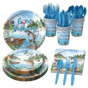 Fishing Theme Dinner Plates and Napkins Party Supplies Fishing Birthday Party Decorations