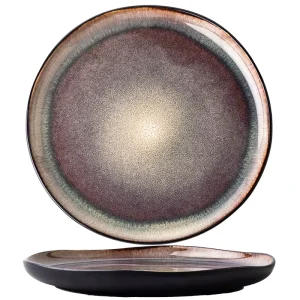 Flame Kiln Glaze Ceramic Plate Dish Retro Japandi Design Irregular Shape Salad Noodle Bowl Party Festival Gift