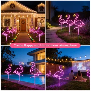 Flamingo Animal Themed Art Deco LED Neon Sign Metal Frame High Quality Home Decor Outdoor Floor Mount Installation