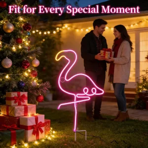 Flamingo Animal Themed Art Deco LED Neon Sign Metal Frame High Quality Home Decor Outdoor Floor Mount Installation