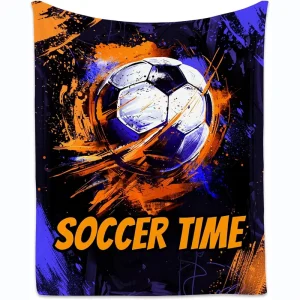 Flannel Fleece Custom Digital Print Blanket Cool Soccer Time Blanket For Club