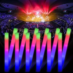 Flashing Foam LED Light Up Glow Sticks Bulk RGB Glow Foam Stick Cheer Tube Dark Light Xmas Birthday Wedding Party Supplies