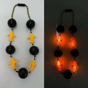 Flashing Light up Black Gold Jumbo Beads Iris Necklace Party Decoration for Carnival Party Mardi Gras LED Bead Chain