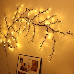Flashing Lighted Willow Vine LED Branches Warm White Christmas 144 LEDs 2.3M Room Hotel Party Festival