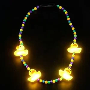 Flashing Mardi Gras Duck Bead LED Light up Necklace for Christmas Diwali & Thanksgiving Holiday Gifts