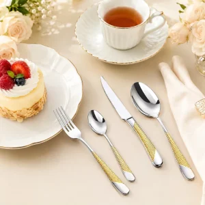 Flatware Set Mirror Polished Polished Edge For Gathering Use Dishwasher Safe SS410 Christmas Dinner Birthday Set