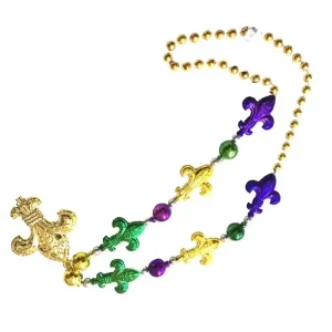 Fleur de lis Mardi Gras Parade Necklace 44″ Custom Festival Plastic Beads for Celebration and Party Use