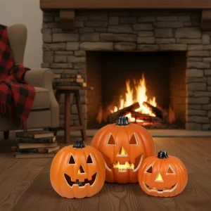 Flickering LED Colorful Light Haunted House Prop Halloween Jack o’ lantern Kit Gift Pumpkin Decor Light Teen HDPE Material