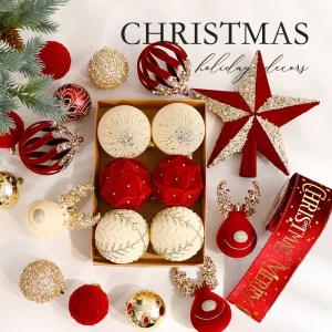 Flocked Christmas Ball Ornaments for Home Tree Decor and Window Display
