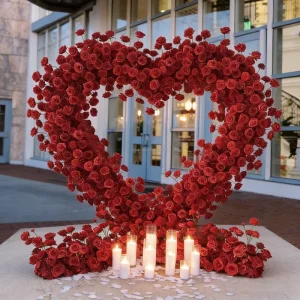 Floral Fabric Arch Backdrop for Valentine’s Day Weddings and Events