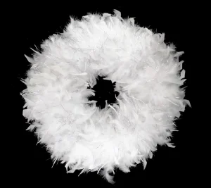 Floral White Garland Feather Christmas Wreath for Home Door Wall Window Wedding Party Halloween Thanksgiving Fall Autumn Decor