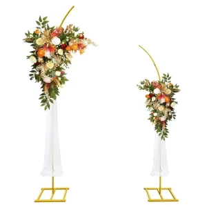 Flower Arch Stand Kit Metal Half Gold Wedding Flower Balloon Arch Backdrop Stand For Proposal Background Stand Party Decorations