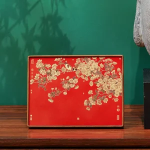 Flower Bird Retro Showpiece Chinese Style Brass Solid Wood Rectangle Environment Friendly Elderly Birthday Gifts Decoration