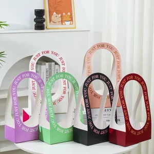 Flower Packaging Paper Bag For Bouquet Colorful Handheld Paper Bag For Gift Valentine’s Day