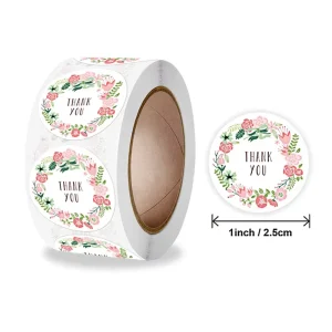 Flower Thank You Stickers Waterproof Stickers for Water Bottle Cute Flower Stickers for Phone Scrapbook Skateboard Decoration