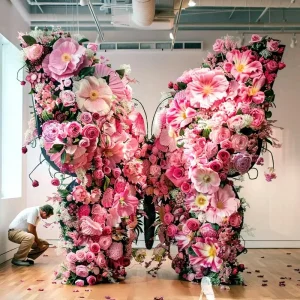 Flower Wall Giant Butterfly Rose Sea Original Ice Blue Wire Valentine’s Day Photo Card Wedding China