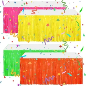 Fluorescent Party Wave Rain Silk Table Skirt Dessert Table Layout Birthday Table Surround Neon Theme Party Decoration