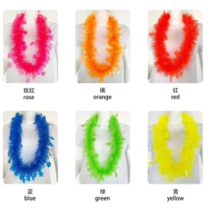 Fluorescent Star Flower Wreath Neon Theme Necklace Pink Yellow Green Glow in the Dark Tinsel Garland