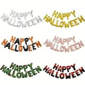 Foil Balloon Supplier 16 Inch Happy Halloween Letter Aluminum Banner Bunting Balloons Globos for Halloween Party Decoration