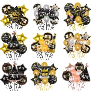 Foil Balloons Happy New Year Festival Gift Box Sets Aluminum Globos Traditional Party Theme Party Decorations Balloons Supplies