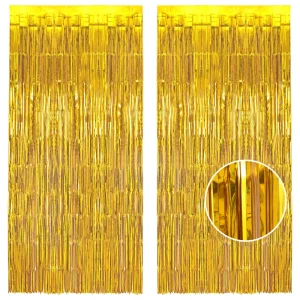 Foil Fringe Curtain Party Decorations Metallic Tinsel Backdrop Steamers Portable Waterproof Reusable Non Toxic