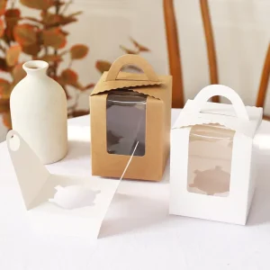 Food Safe Foldable Kraft Paper Treat Container Pack Box for Cookie Chocolate Handmade Dessert Holiday Gift Packing