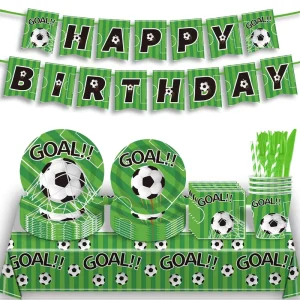 Football Theme Birthday Party Decorations Disposable Paper Tray Cup Towel Tableware Set