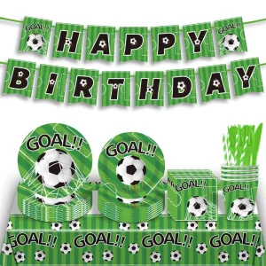 Football Theme Birthday Party Supplies Banner Tableware Disposable Paper Plates Cups Napkins Tablecloth