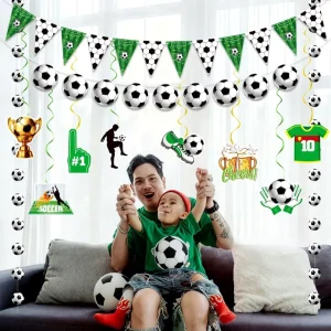 Football Theme Paper Sporty Style Party Supplies Birthday Decoration Banner Set