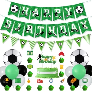 Football Theme Party Supplies Banner Pull Flag Spiral Garland Balloon Soccer Party Decoration Supplies