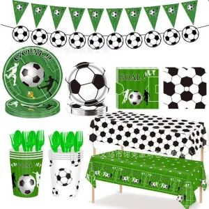 Football Theme Party Supplies Set Disposable Tableware for Kids Birthday Sports Event