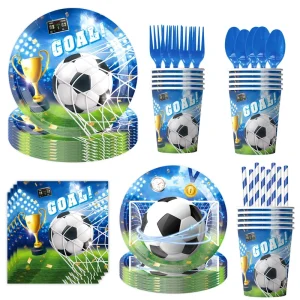 Football Theme goal Competition Party Supplies Birthday Decoration Tableware Paper Plate Banner Balloon Cake Topper Backdrop