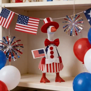 For 7 Inch Porch Goose American Independence Day Outfit Clothes for 7 Inch Statue Decoration Costume Set