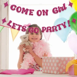 For Theme Party Hanging Paper Flags & Banners with Polka Dot Pattern Pink Flower Ornaments Supplies