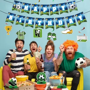 For US Canada Mexico Themed Football Party Decorations Disposable Paper Plates & Cups with Trophies